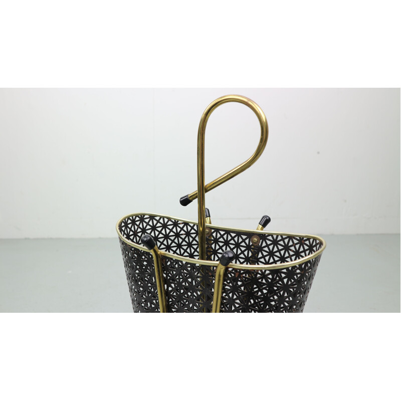 Vintage Perforated brass Umbrella Stand 1950s