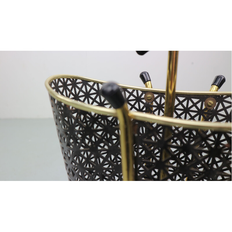 Vintage Perforated brass Umbrella Stand 1950s