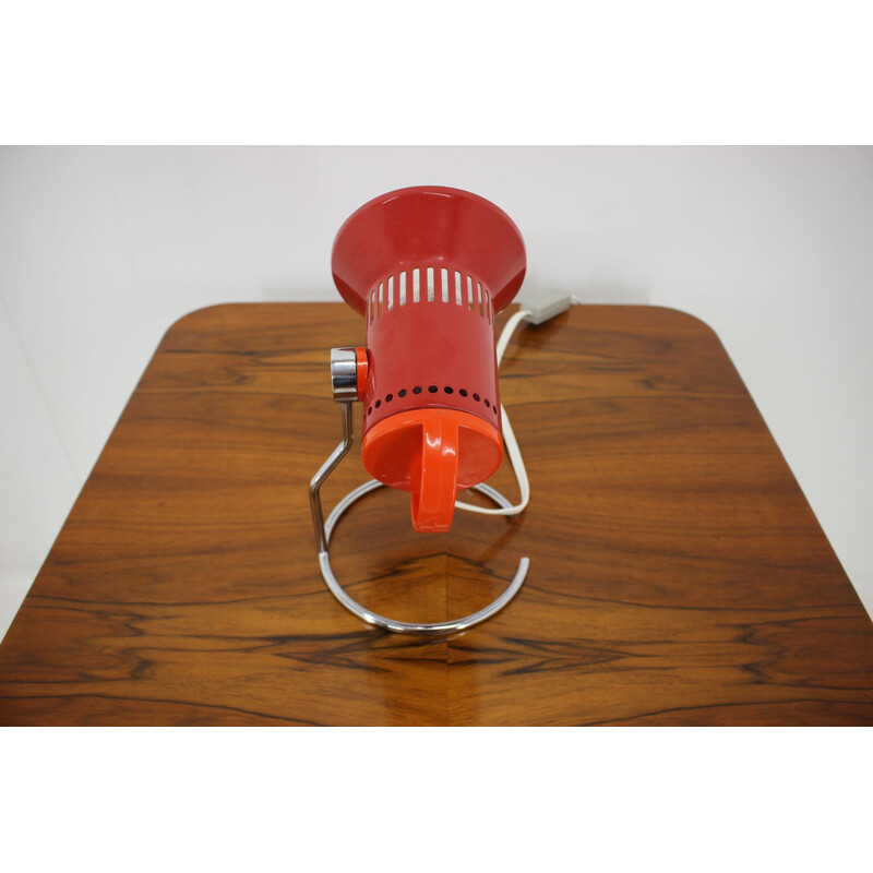 Adjustable vintage table lamp in red lacquered metal, Czechoslovakia 1980