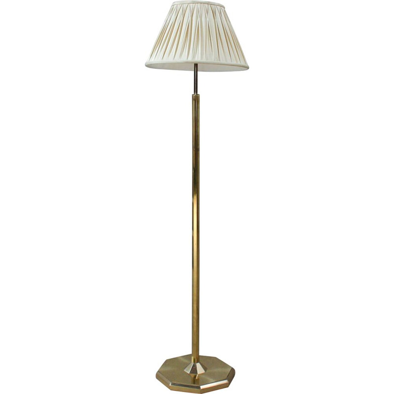 Vintage floorlamp in solid brass and beige fabric 1970s