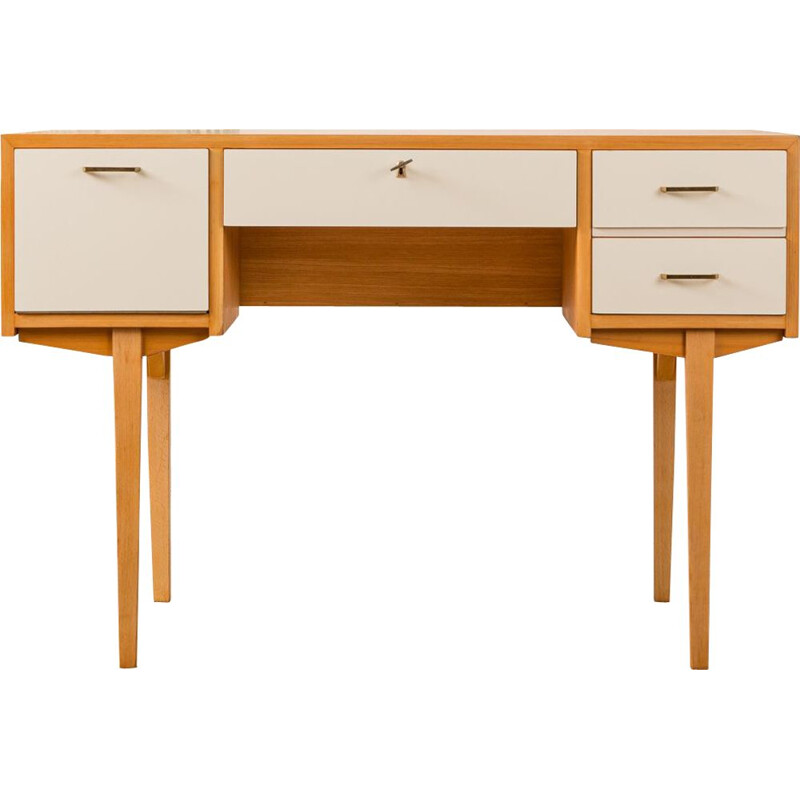 Vintage german desk in white formica and ashwood 1950s