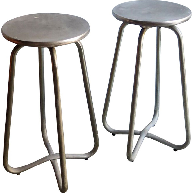 Set of 2 vintage metal high stools