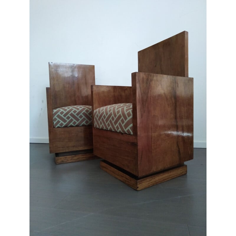 Paire de fauteuils italiens vintage en bois