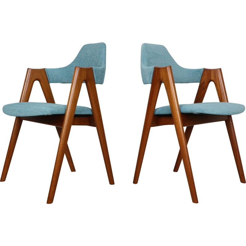 Set of 4 vintage Teak Compass Chairs by Kai Kristiansen for SVA Møbler