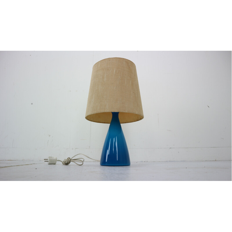 Vintage blue lamp in glass by Kastrup Holmegaard