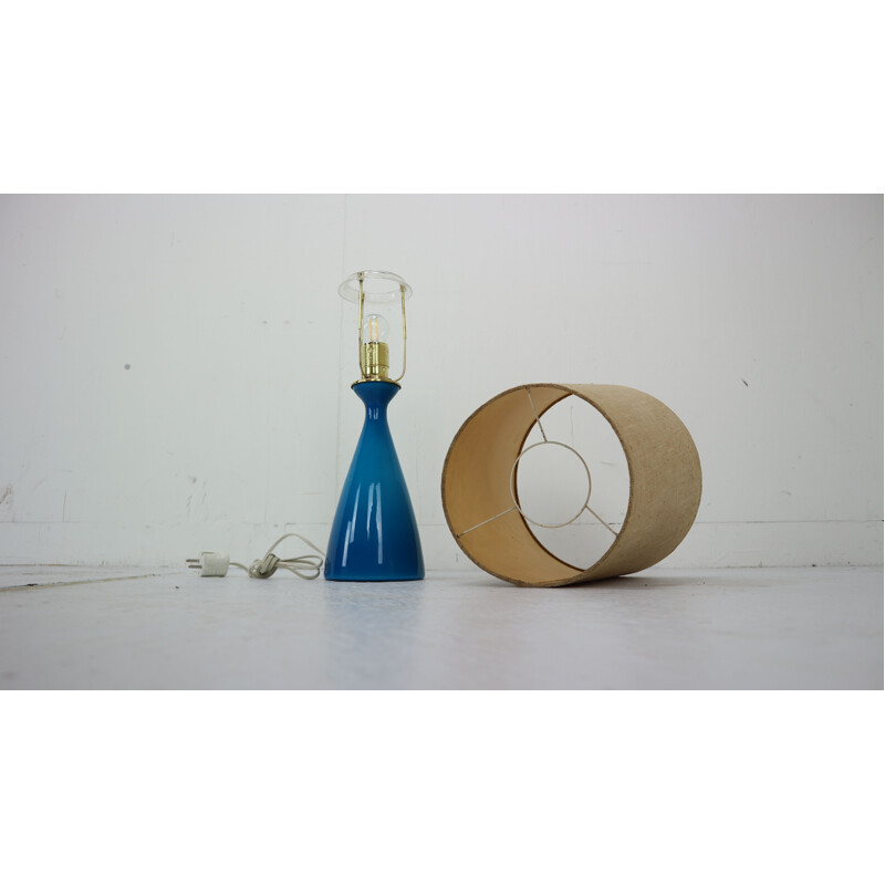 Lampe bleue vintage en verre par Kastrup Holmegaard