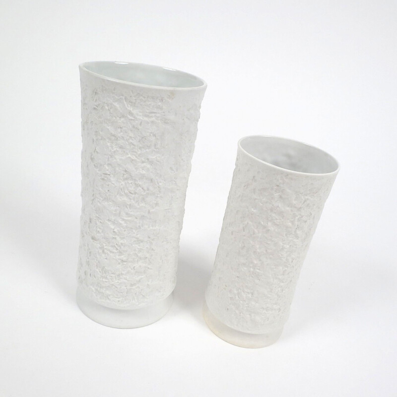 Pair of vintage white porcelain vases for Royal Bavaria