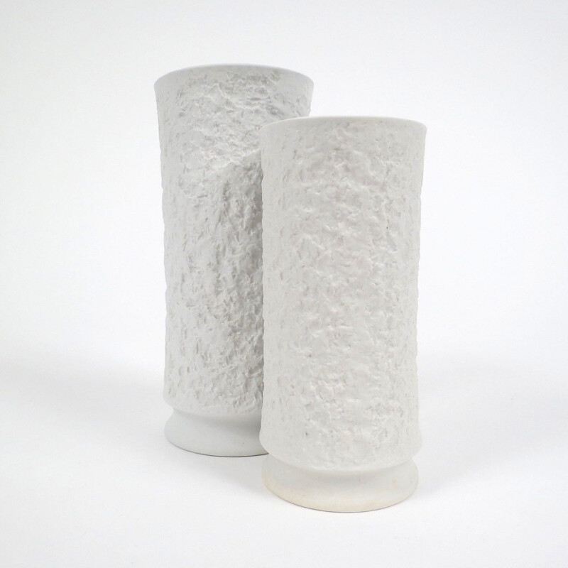 Paire de vases vintage en porcelaine blanc pour Royal Bavaria