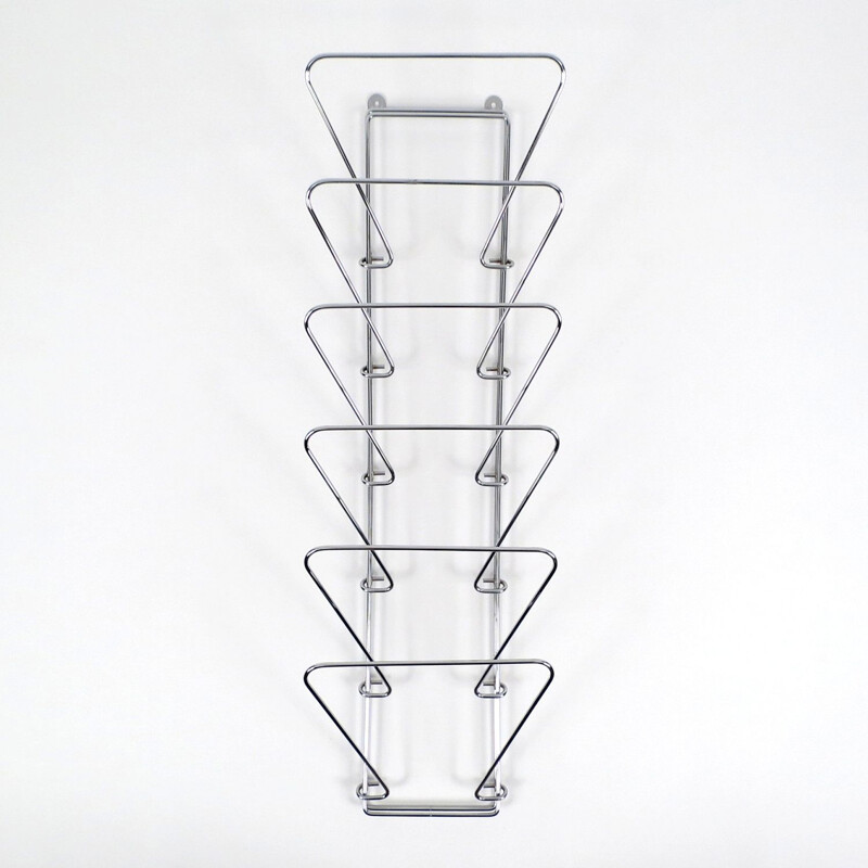 Vintage magazine rack in chromed metal