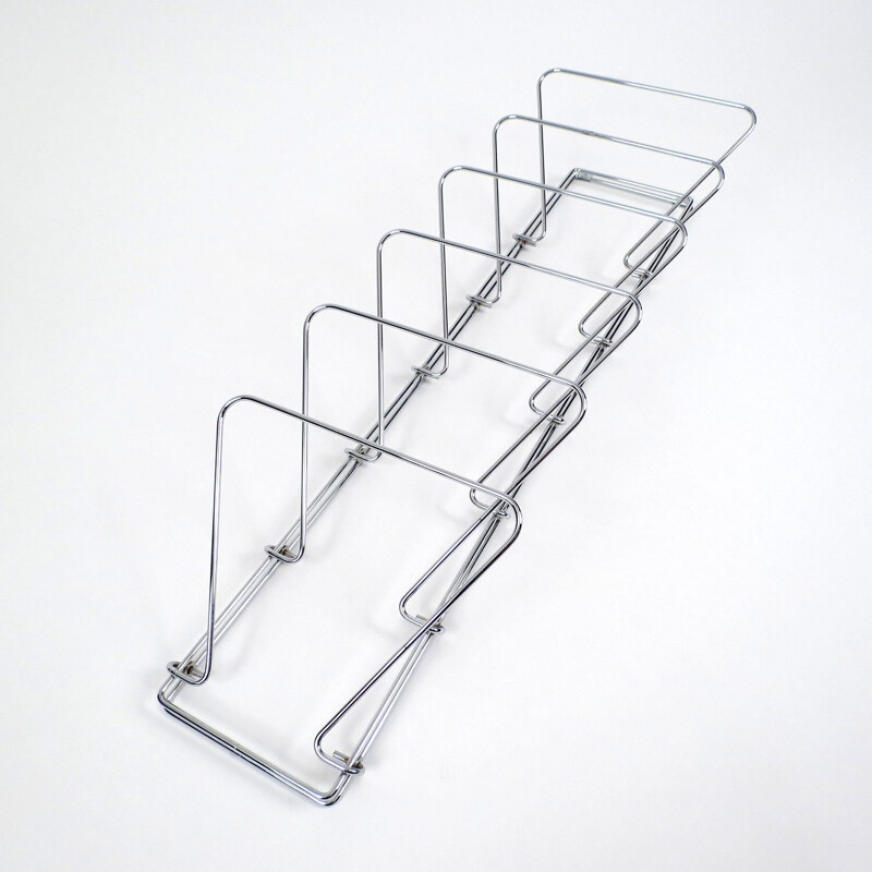 Vintage magazine rack in chromed metal