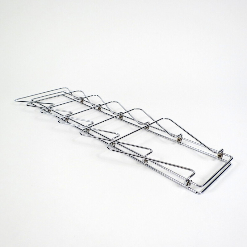 Vintage magazine rack in chromed metal