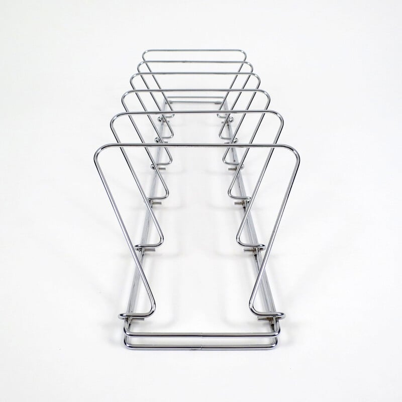 Vintage magazine rack in chromed metal