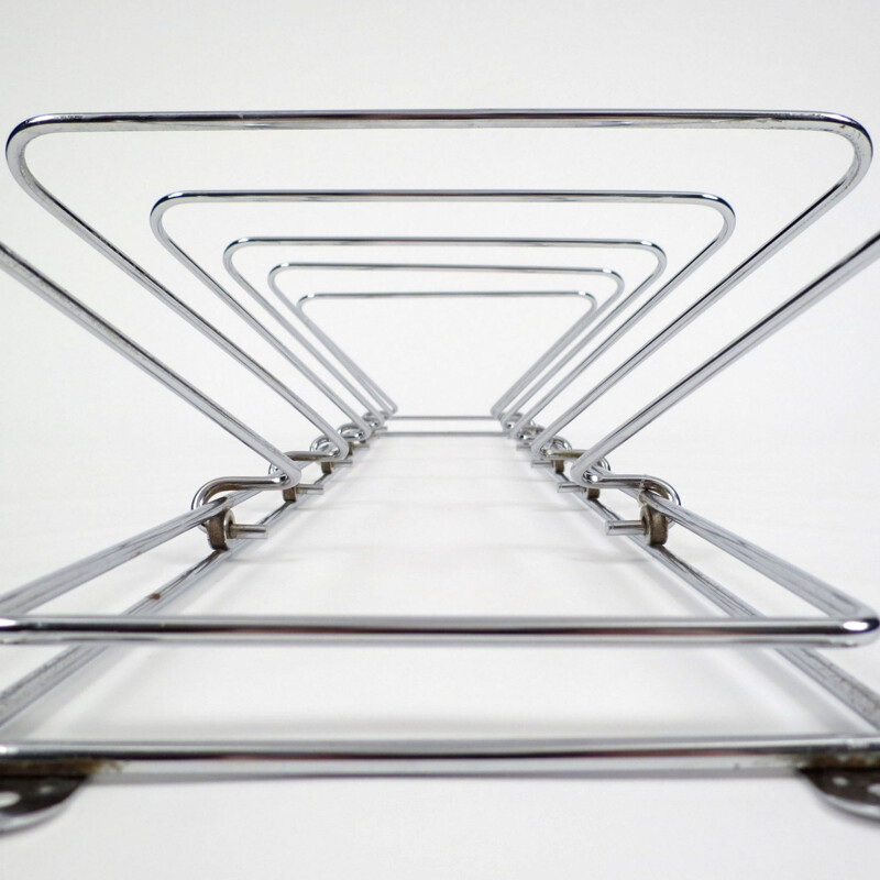 Vintage magazine rack in chromed metal