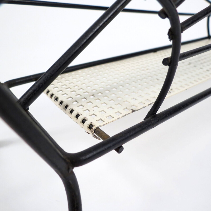 Vintage magazine rack in metal and black iron