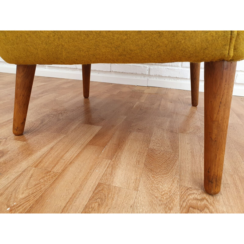 Vintage Danish armchair in teak and yellow wool