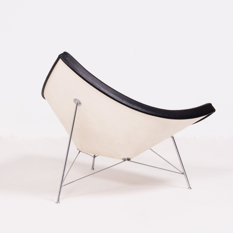 Chaise Coconut en cuir noir par George Nelson pour Vitra