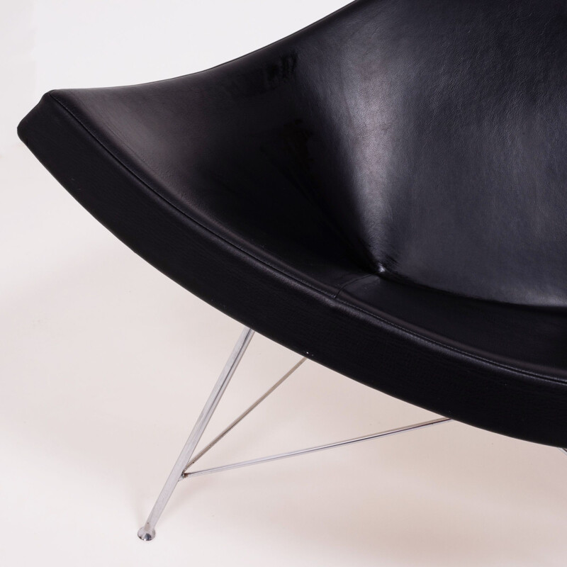 Coconut chair in black leather by George Nelson for Vitra