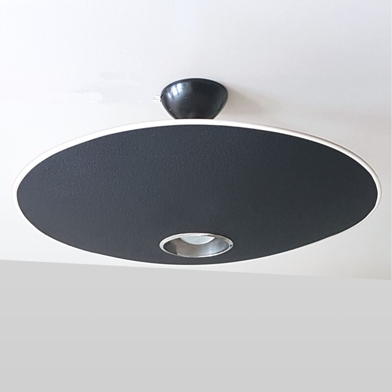 Vintage UFO ceiling lamp by Louis Kalff for Philips in black aluminium 1960s