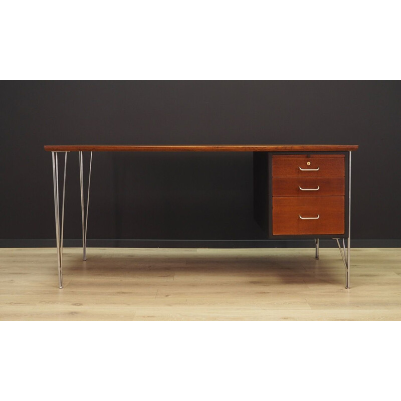 Bureau vintage de Heinrih Roepstorff en bois de teck et acier 1970