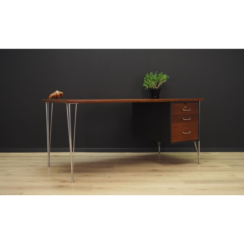 Vintage desk by Heinrih Roepstorff in teakwood and steel 1970s