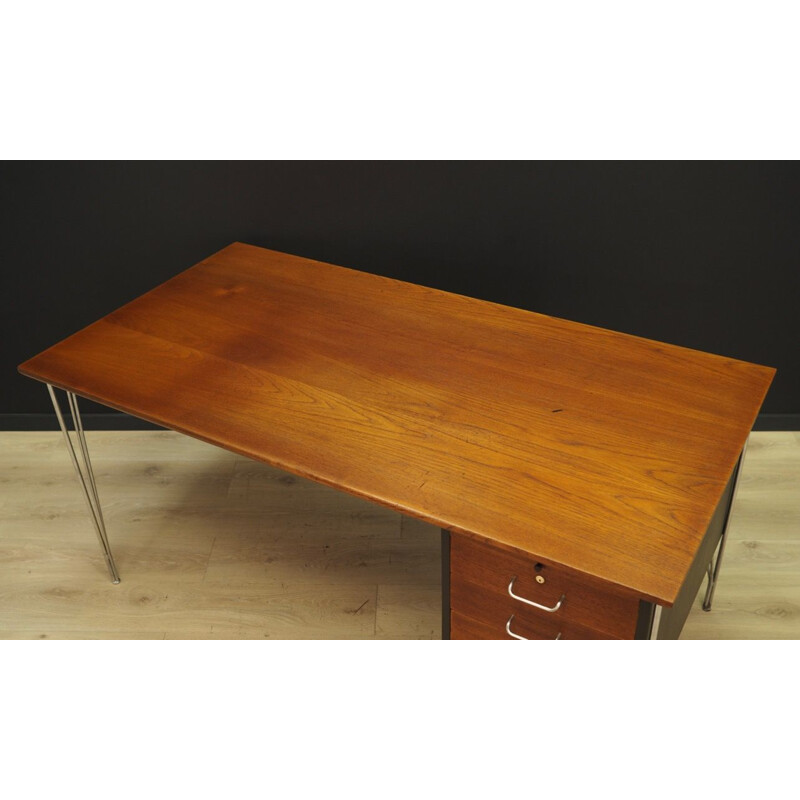 Bureau vintage de Heinrih Roepstorff en bois de teck et acier 1970