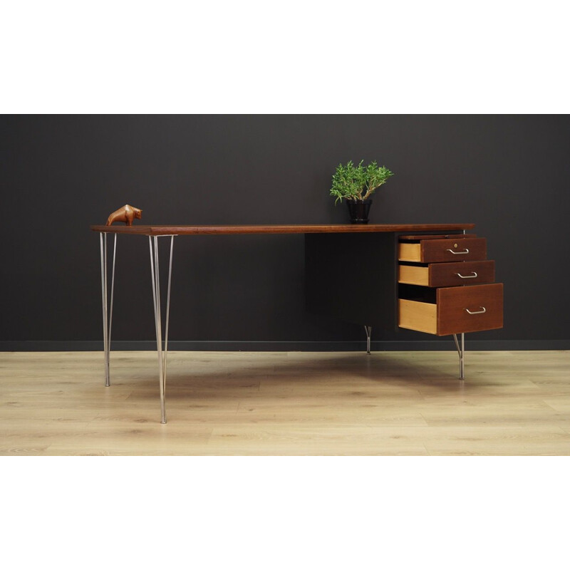 Vintage desk by Heinrih Roepstorff in teakwood and steel 1970s