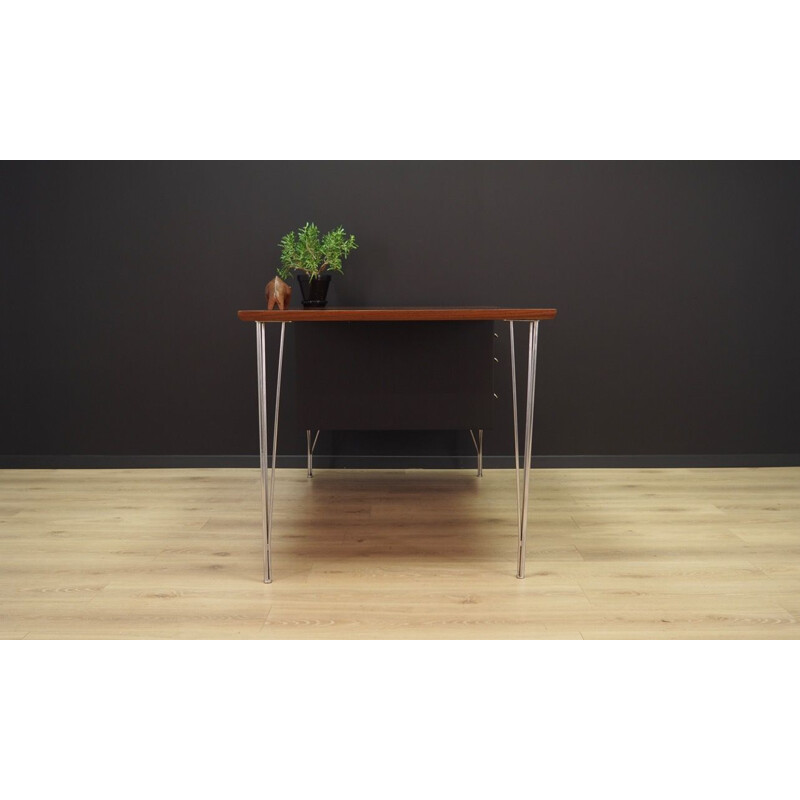 Vintage desk by Heinrih Roepstorff in teakwood and steel 1970s