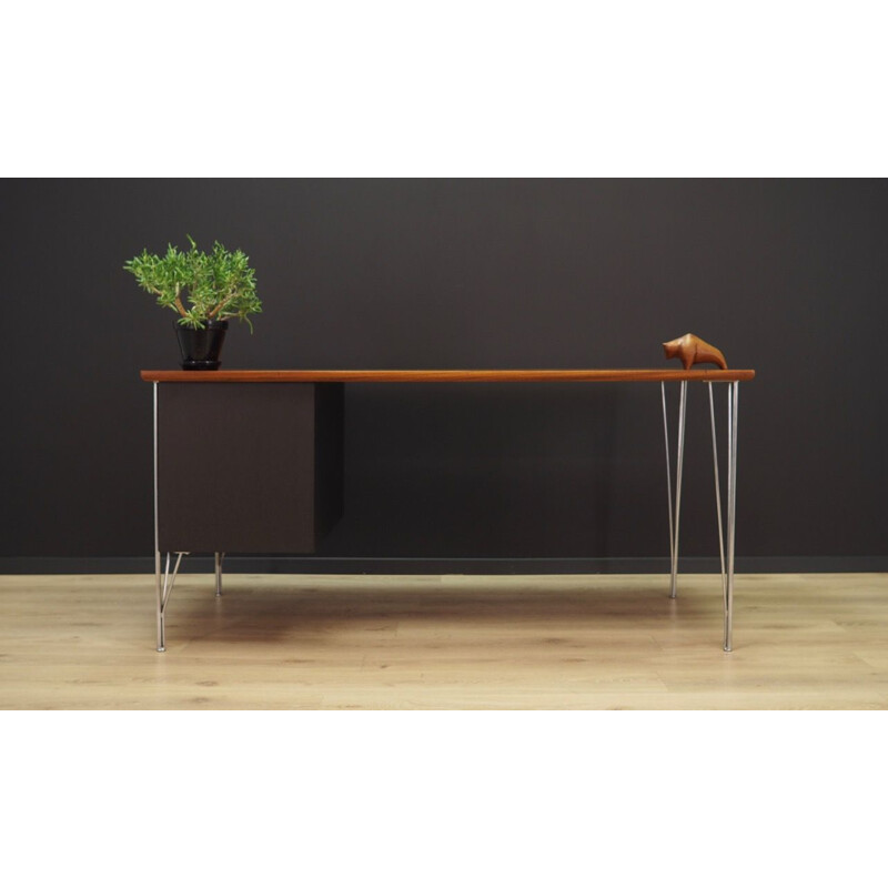 Vintage desk by Heinrih Roepstorff in teakwood and steel 1970s