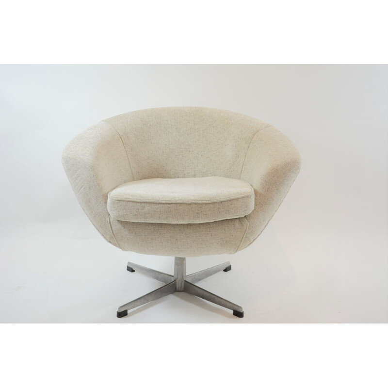 Vintage ivory swivel shell chair