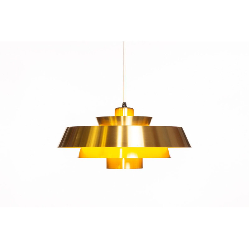 Vintage Brass Nova pendant Lamp by Johannes Hammerborg for Fog & Mørup 1960s