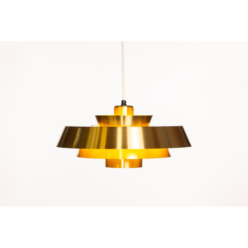 Vintage Brass Nova pendant Lamp by Johannes Hammerborg for Fog & Mørup 1960s