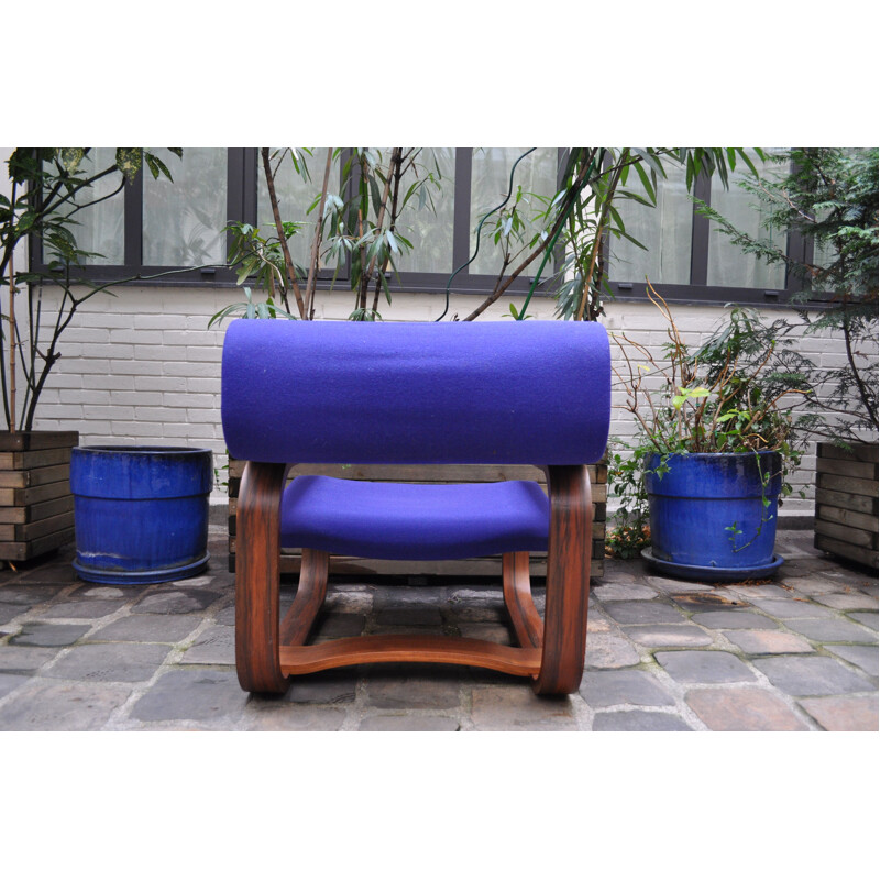 Pair of walnut and rosewood armchairs by Jan Bocan 1972