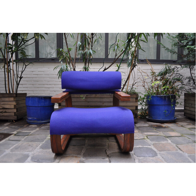 Pair of walnut and rosewood armchairs by Jan Bocan 1972