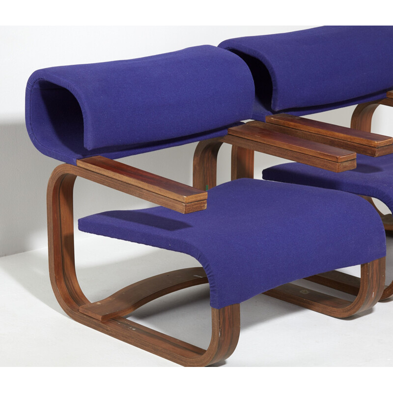 Pair of walnut and rosewood armchairs by Jan Bocan 1972