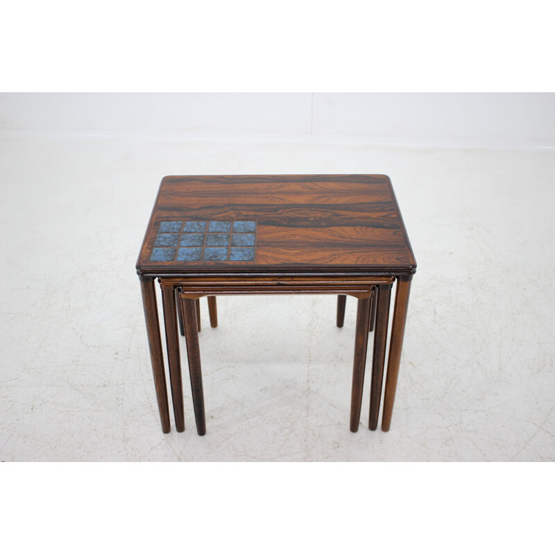 Vintage rosewood and Tile Nesting Tables 1960s
