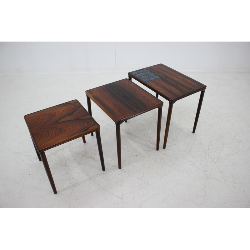 Vintage rosewood and Tile Nesting Tables 1960s