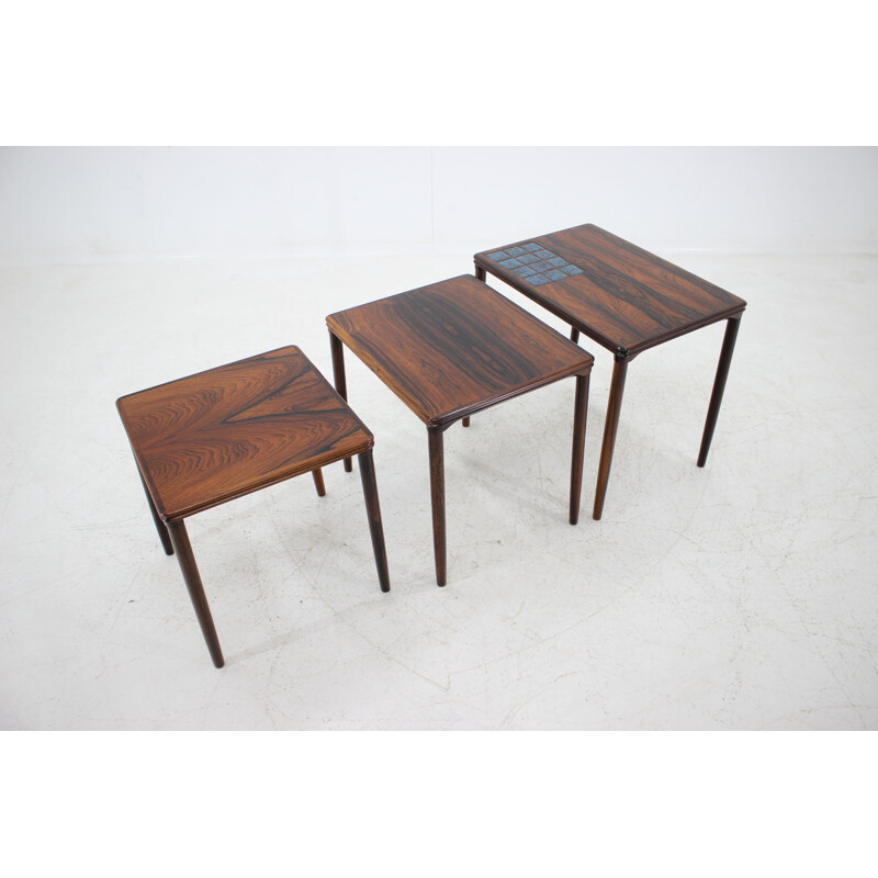 Vintage rosewood and Tile Nesting Tables 1960s