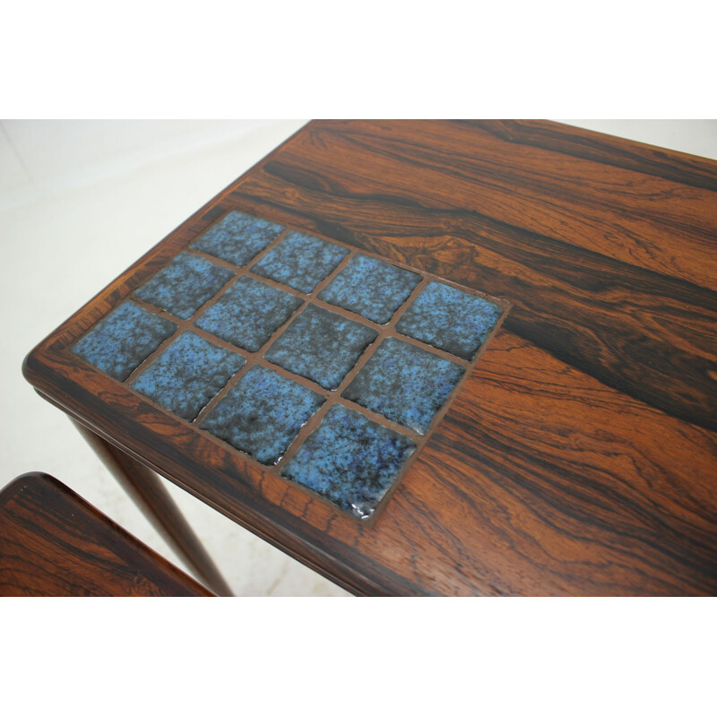 Vintage rosewood and Tile Nesting Tables 1960s