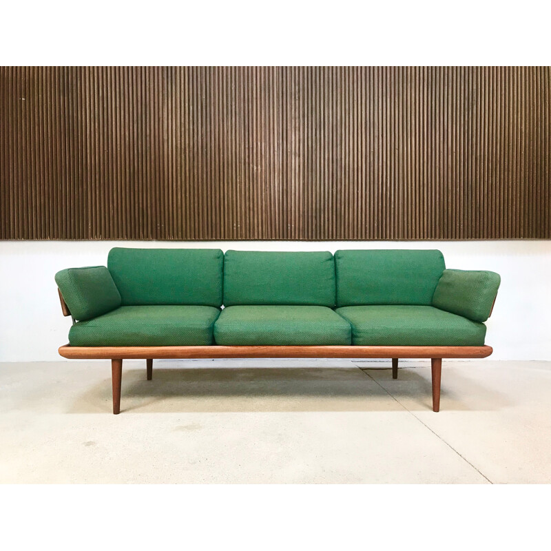 Vintage danish Minerva sofa for France & Søn in green wool and teak 1960s