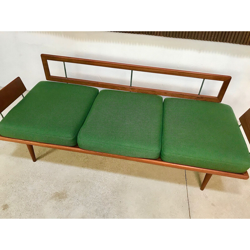 Vintage danish Minerva sofa for France & Søn in green wool and teak 1960s