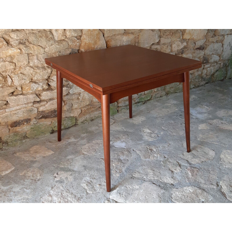 Table vintage carrée extensible pour Cesky Nabytek en hêtre 1960