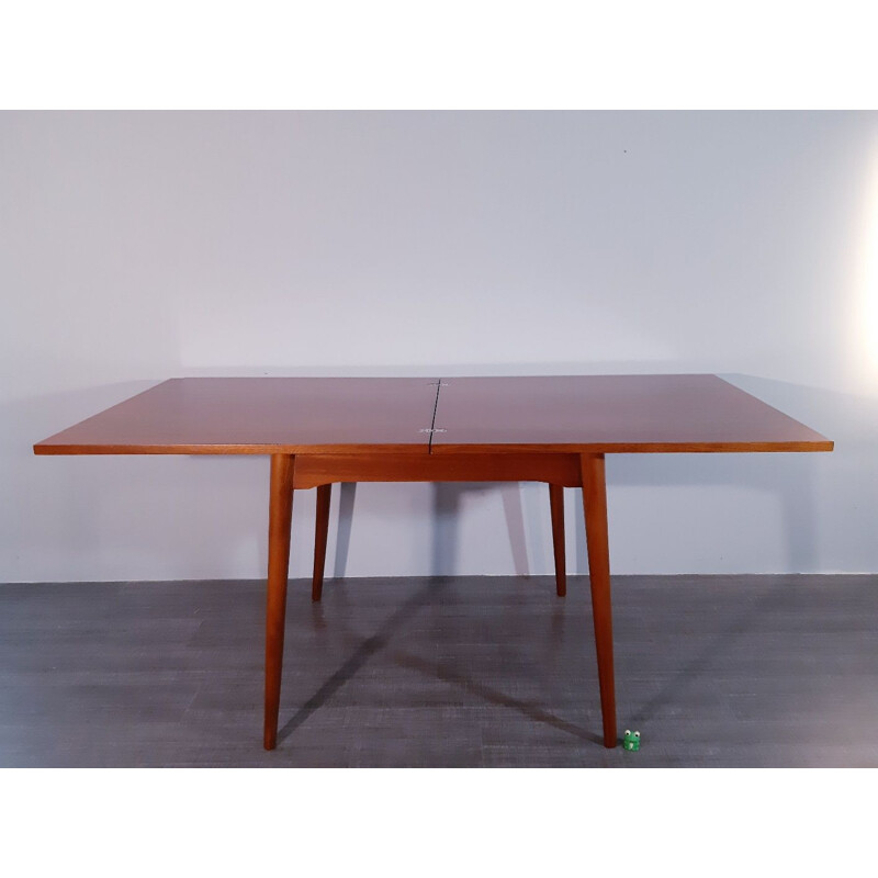Table vintage carrée extensible pour Cesky Nabytek en hêtre 1960