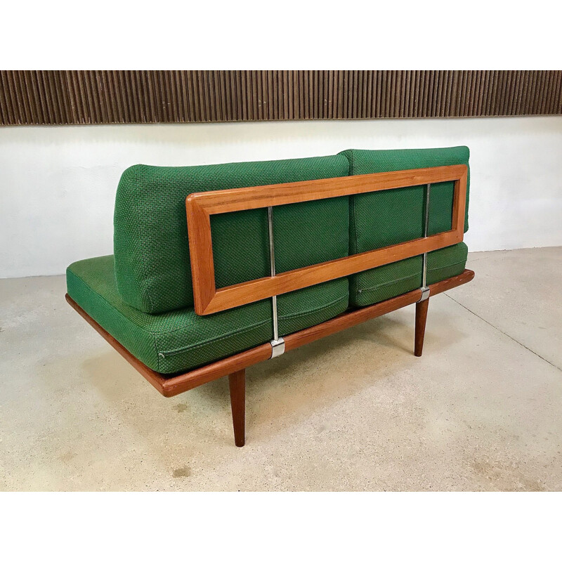 Vintage danish Minerva sofa for France & Søn in green wool and teak 1960s