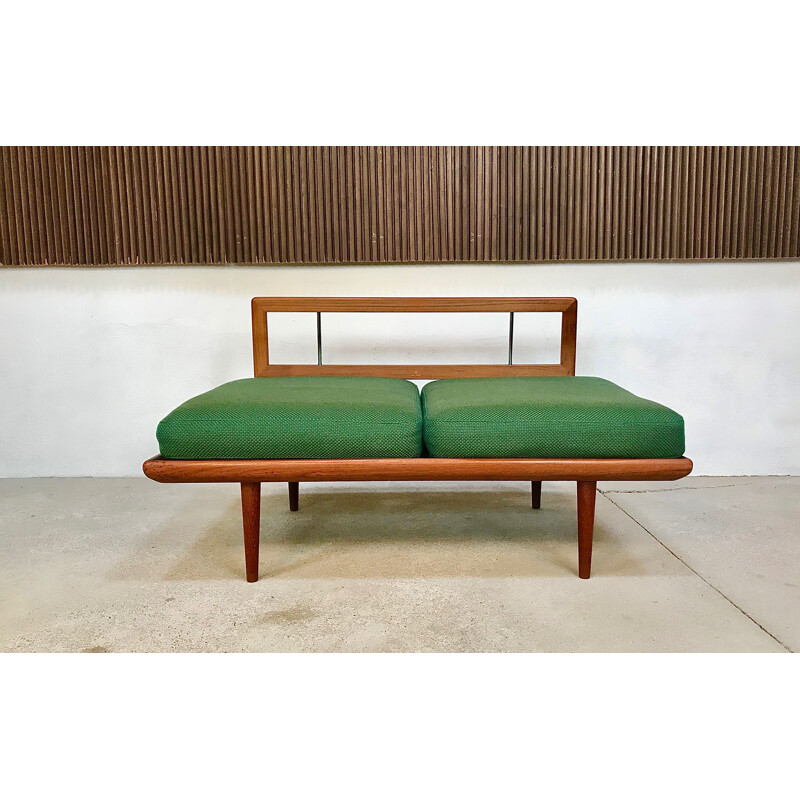 Vintage danish Minerva sofa for France & Søn in green wool and teak 1960s