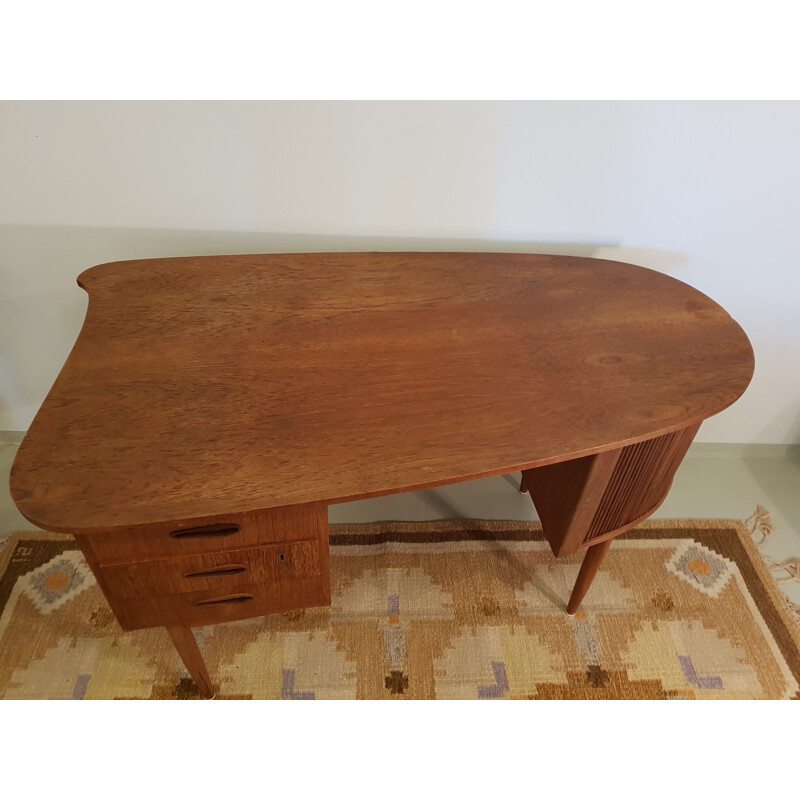 Vintage danish desk in teakwood and bamboo 1950s