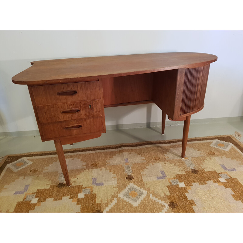 Vintage danish desk in teakwood and bamboo 1950s