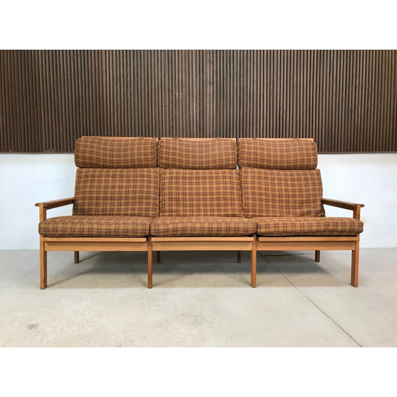 Vintage danish Capella sofa for Niels Eilersen in wool and oakwood 1960s