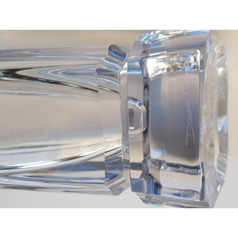Jarrón vintage de cristal transparente de Daum