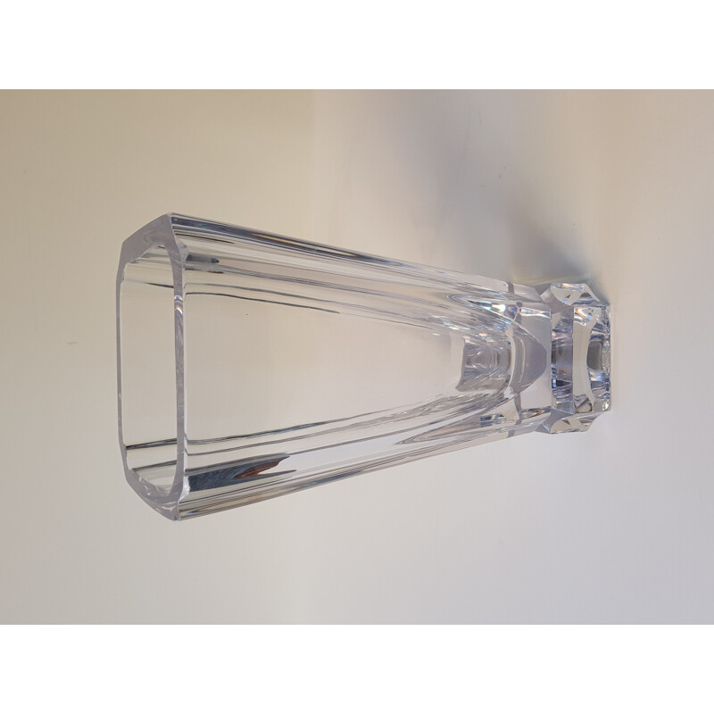 Vase vintage en cristal transparent par Daum