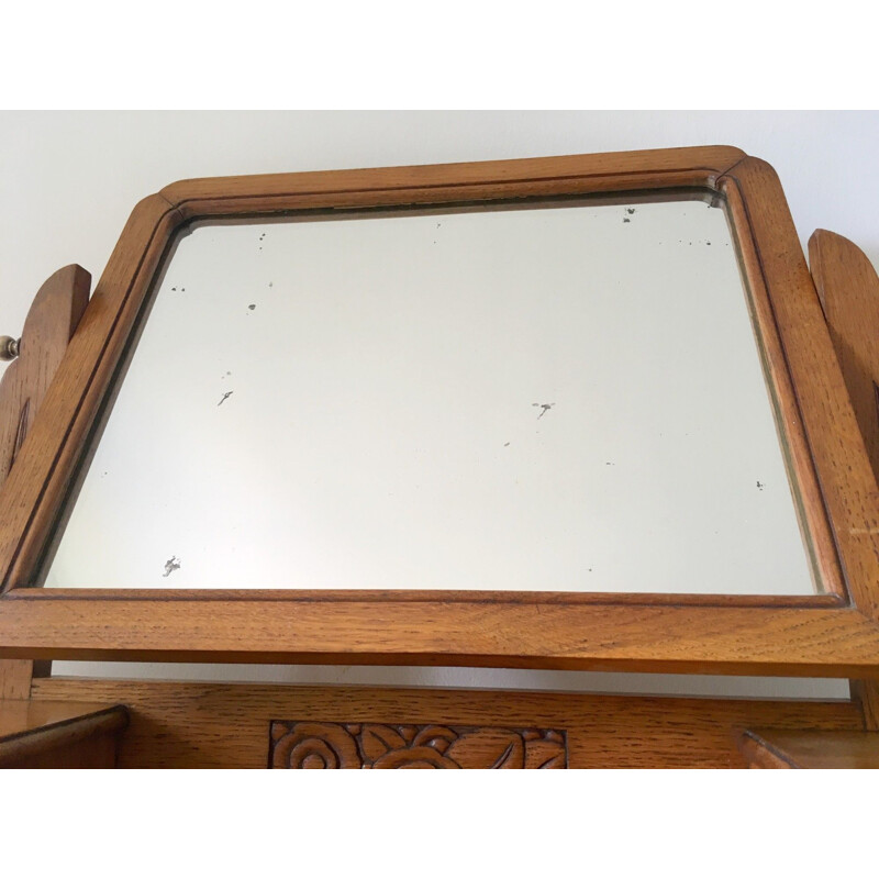 Vintage dressing table in oak and brass